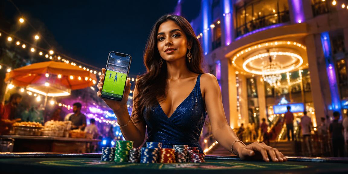 Night market scene in Delhi with sports betting ambiance